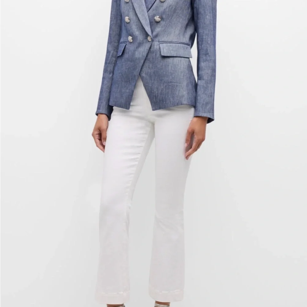 Veronica Beard Miller Dickey Jacket Light Blue Denim Blazer with Silver Buttons - Picture 5 of 14